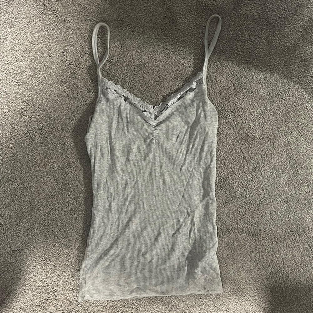 Gray lacy tank top